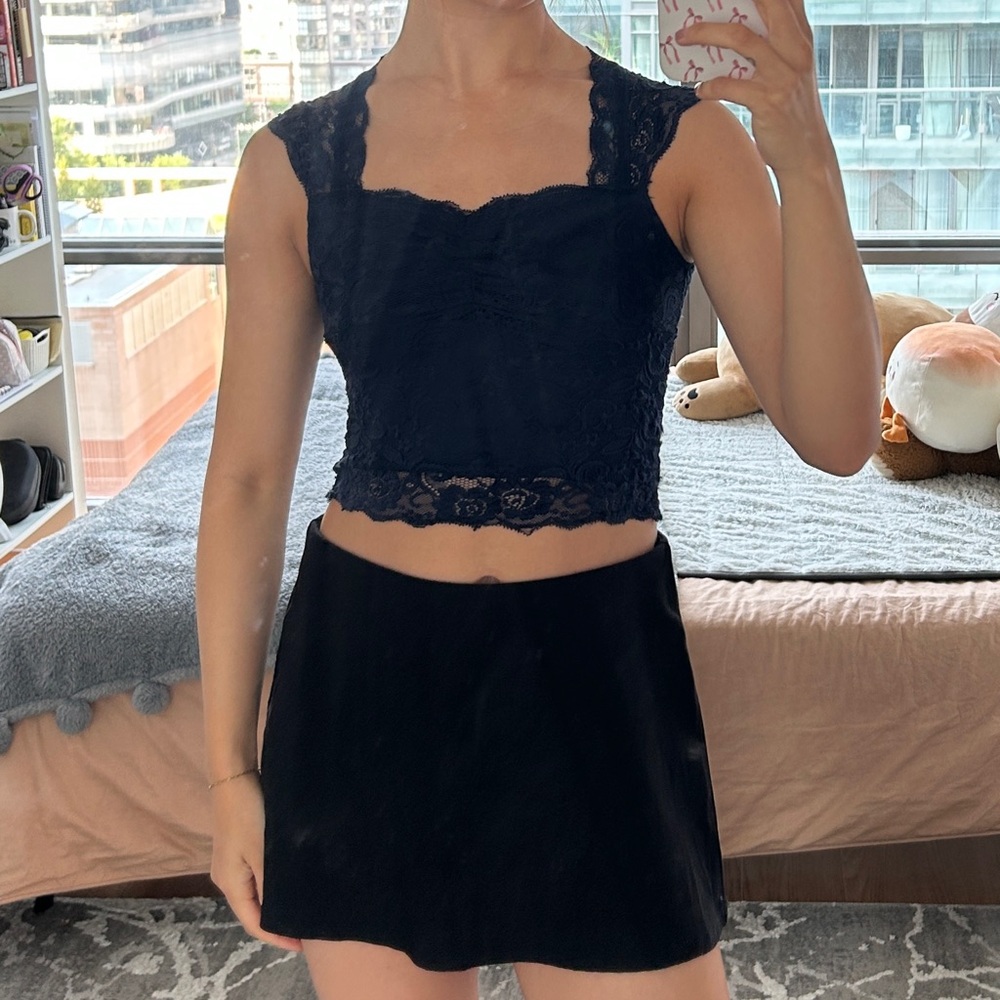 Navy lace top